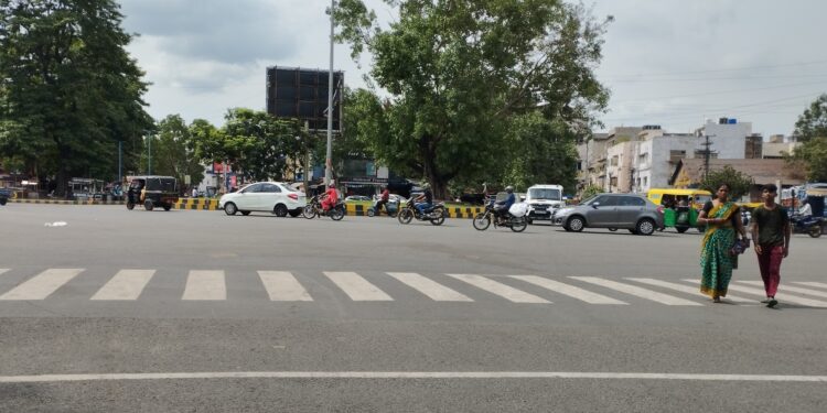 A view of the automobiles on a road in Sakchi on Tuesday