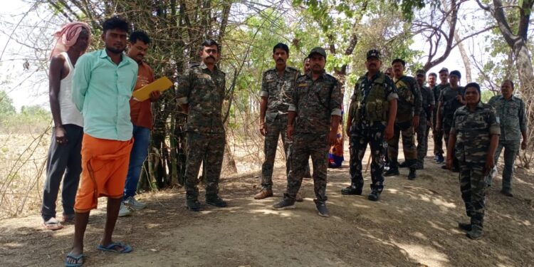 Assistant superintendent of police and SDPO Rishabha Garg (fourth from left) at village Jogadeeh in Palamu on Friday.
