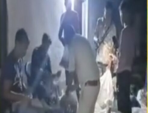 Police officials during raid at the unauthorised liquor factory in Jamshedpur's Mango