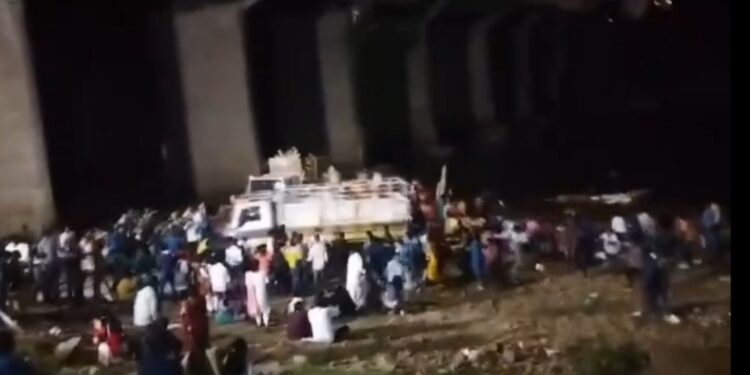 The killer truck that rolled down in back gear at the Bodhanwala Ghat along Kharkai river in Bistupur on Tuesday evening