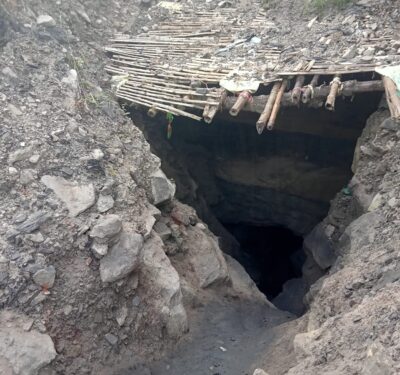 Tunnel through which people entered into mines for illegal mining