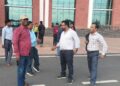Contractual teachers' delegation coming out after meeting VC