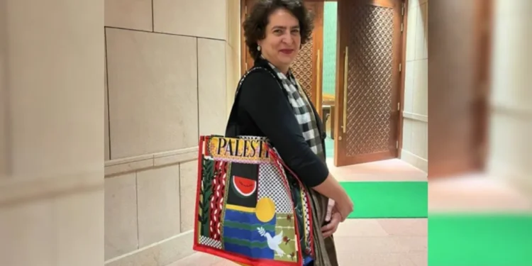 Priyanka Gandhi’s ‘Palestine’ Bag Sparks Row: BJP Alleges Political Posturing